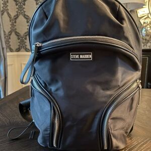 Steve Madden Unisex Black Nylon Backpack with Multiple‎ Pockets